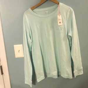 VV Crystal Blue Vintage Foil Whale Shirt size L
